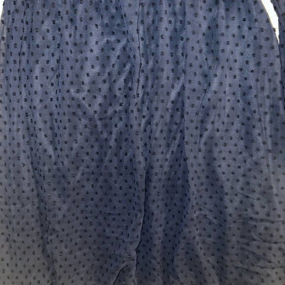 JASAMBAC Large Swiss Dot Midi Dress Navy Blue Sheer Long Sleeve C08 - Picture 3 of 7
